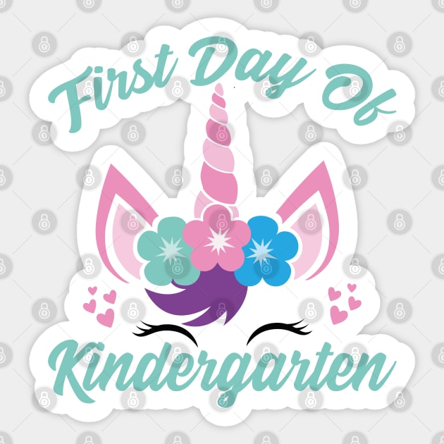 Unicorn With Green Text | First Day of Kindergarten Sticker by Estrytee